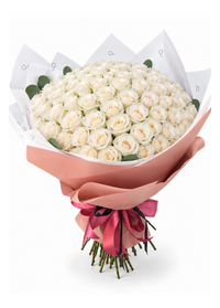 High-End Bouquet of 100 White Roses