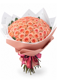 High-End Bouquet of 100 Peach Roses