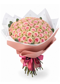 High-End Bouquet of 100 Pink Roses