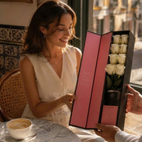 Flute Box of White Roses