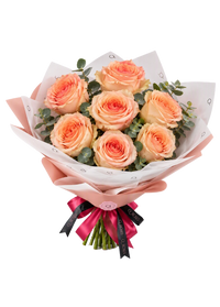 Essential Bouquet of Peach Roses