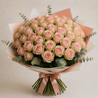 High-End-Strauß mit 50 rosa Rosen