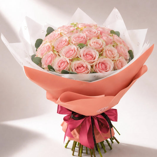 High-End Bouquet of 50 Pink Roses