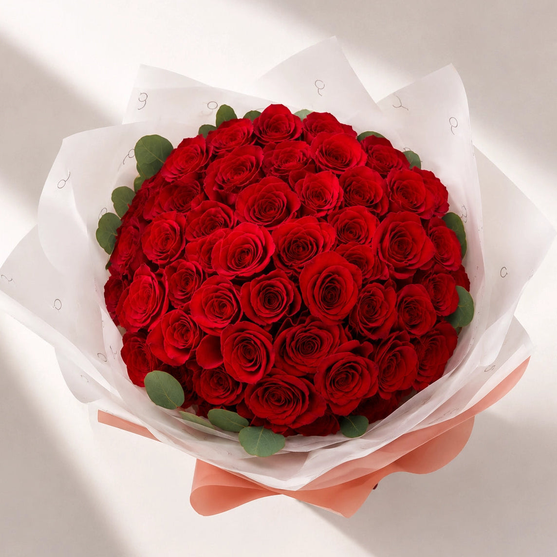 High-End Bouquet of 50 Red Roses