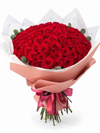 High-End Bouquet of 100 Red Roses