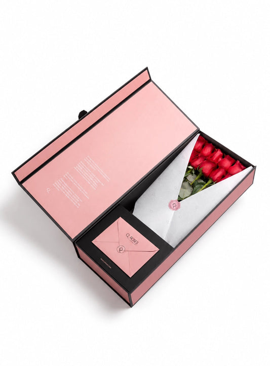 Caixa Signature QRoses com rosas vermelhas premium