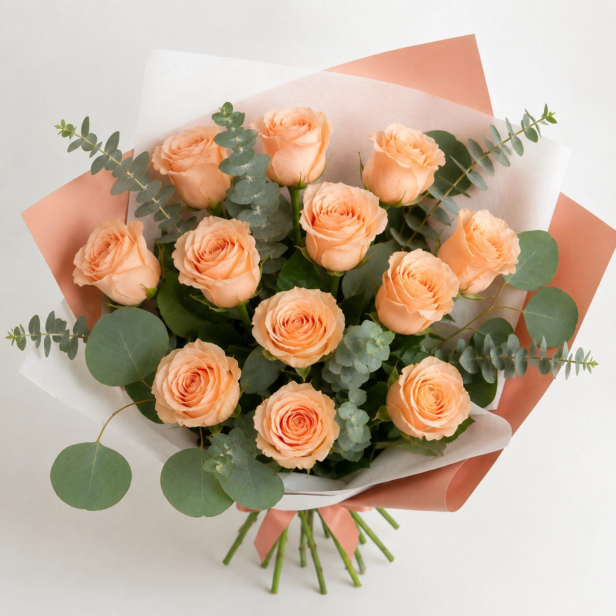 Premium Bouquet of Peach Roses
