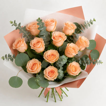 Premium Bouquet of Peach Roses