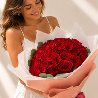 High-End Bouquet of 50 Red Roses