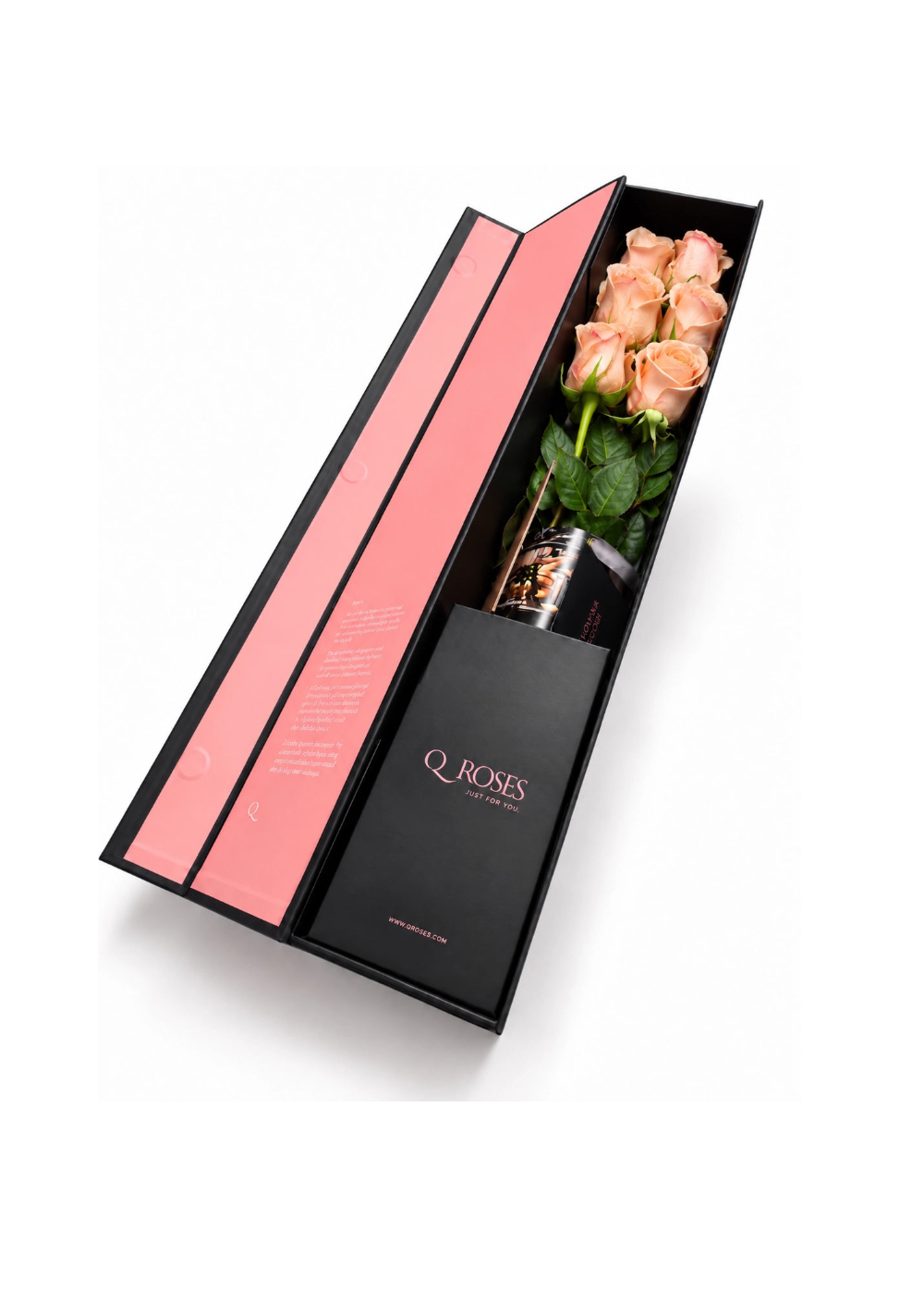 Caixa de 6 rosas cor-de-pêssego