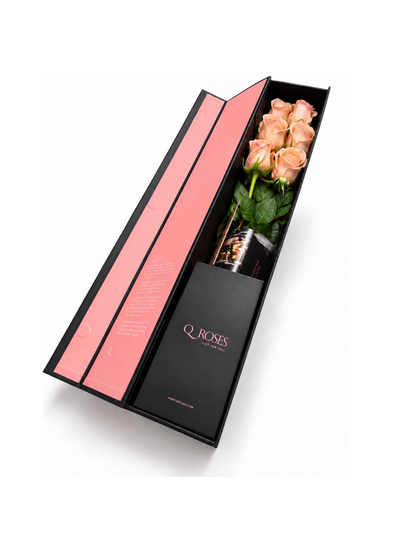 Flute Box de Rosas Cor-De-Pêssego