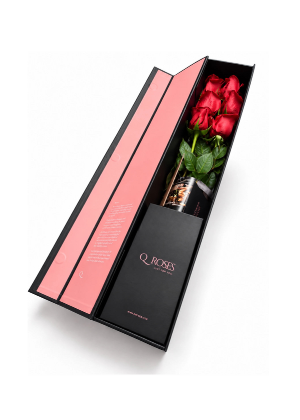 Caixas de 6 rosas vermelhas