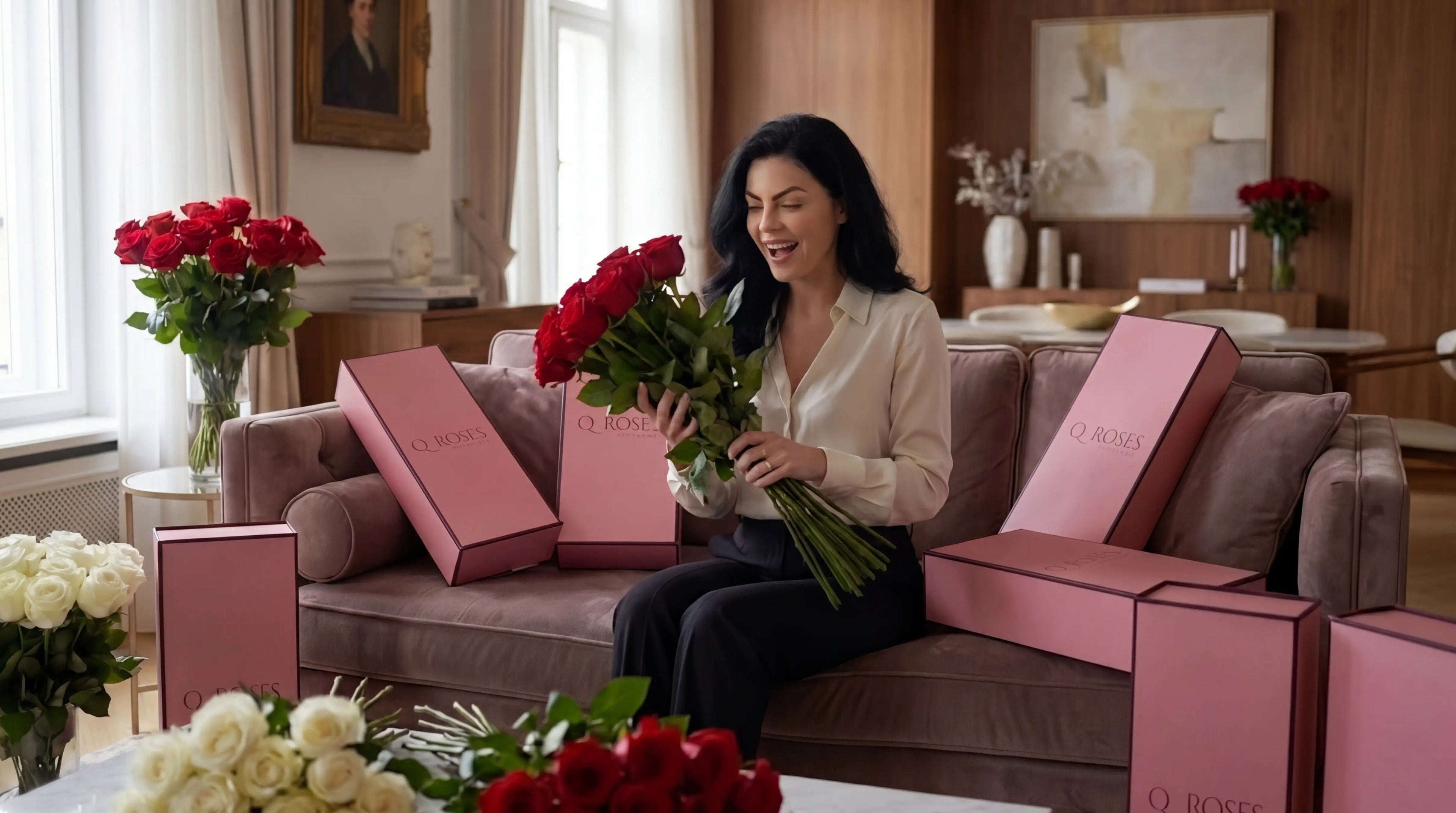 Mom surrounded by flowers