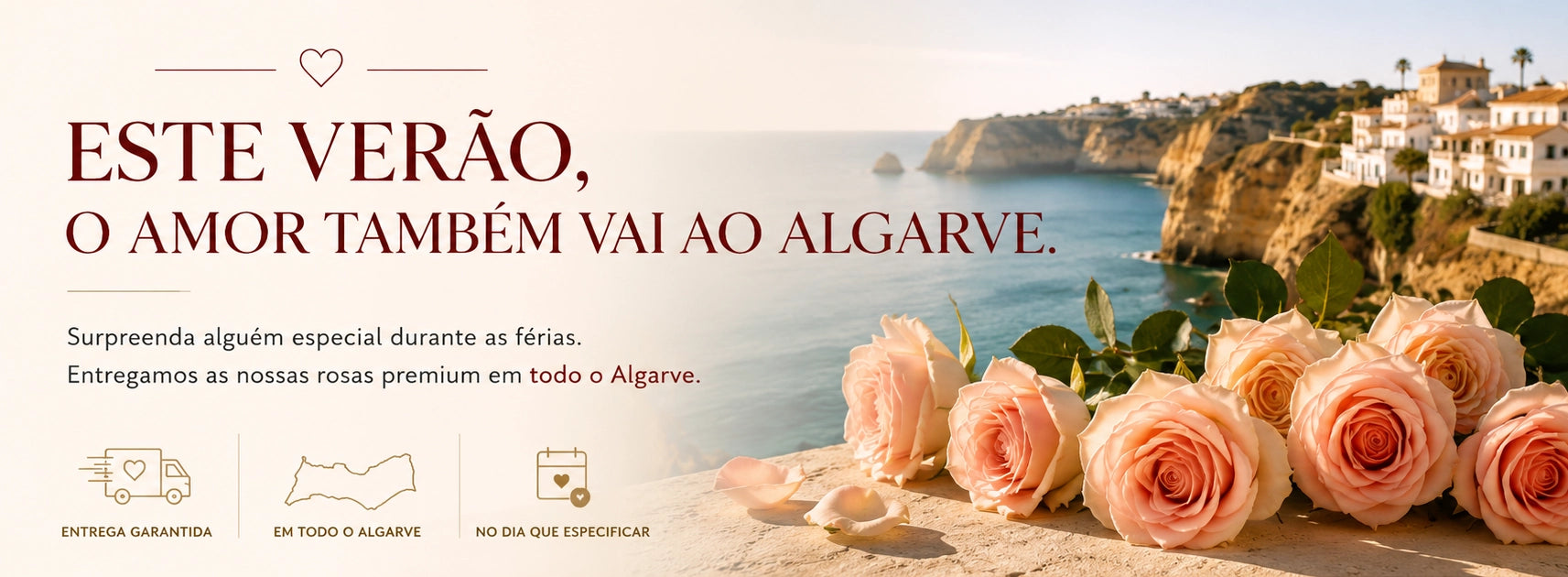 Rosas premium QRoses com entrega garantida em todo o Algarve durante o verão