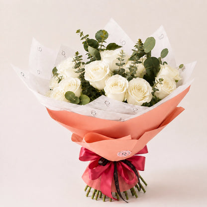Premium Bouquet of White Roses