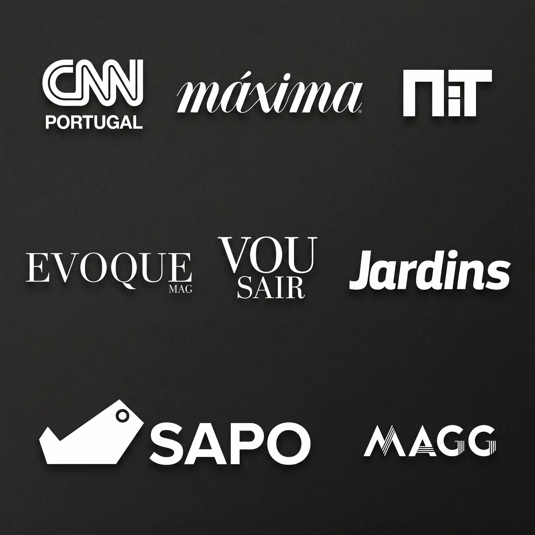 Logótipos de meios de comunicação e imprensa que destacaram a QRoses em Portugal