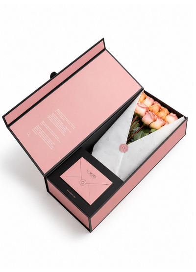Caixa Signature de Rosas Cor-de-Pêssego