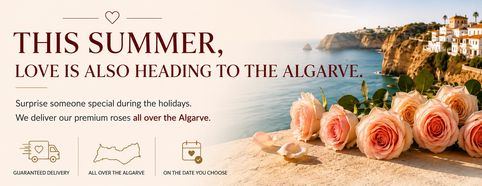This summer, love is also heading to the Algarve – premium QRoses rose delivery