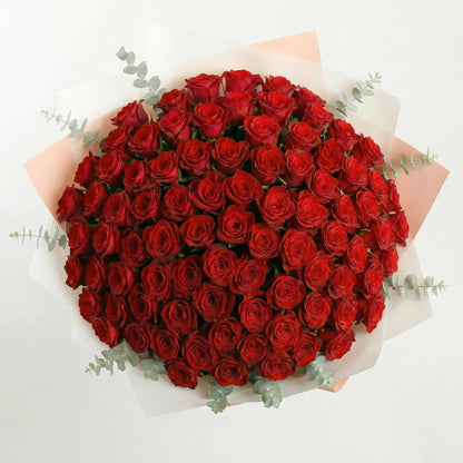 High-End-Strauß mit 100 roten Rosen