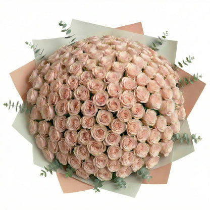 High-End-Strauß mit 100 rosa Rosen